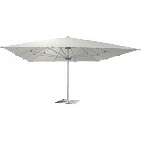 Ombrellone grande da giardino 5x5 mt con palo centrale telescopico in alluminio e telo in poliestere Sagitta -  White