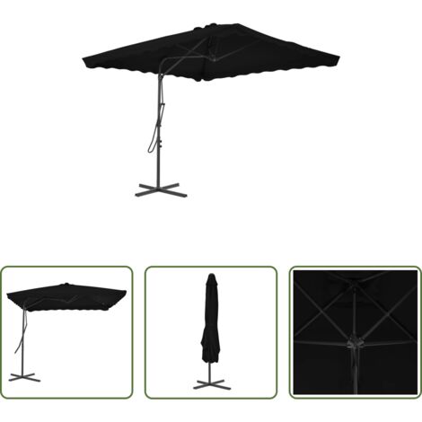 Ombrellone in acciaio -  Ombrellone con Palo in Acciaio Nero 250x250x230 cm