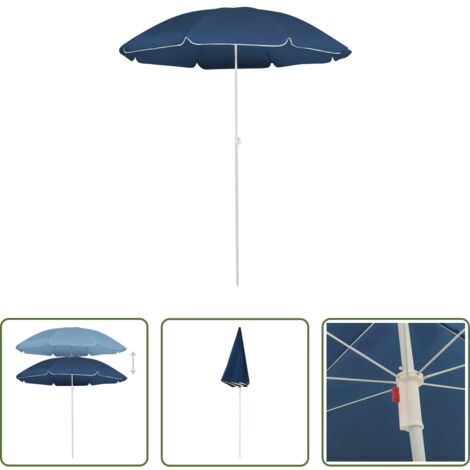 Ombrellone in acciaio -  Ombrellone da Giardino con Palo in Acciaio Blu 180 cm
