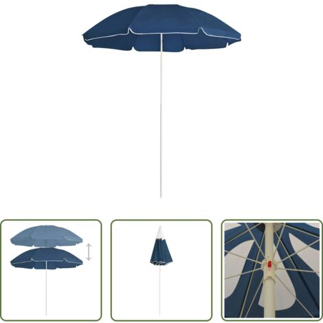 Ombrellone in acciaio -  Ombrellone da Giardino con Palo in Acciaio Blu 180 cm