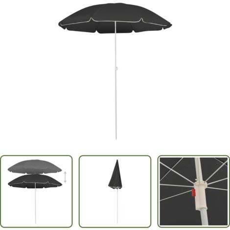 Ombrellone in acciaio -  Ombrellone Giardino con Palo in Acciaio Antracite 180 cm
