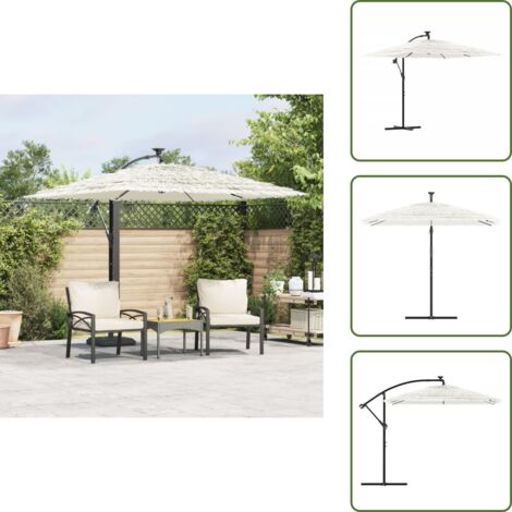 Ombrellone in acciaio - vidaXL Ombrellone Giardino con Palo in Acciaio Bianco 246x246x230 cm - Ombrellone con manovella