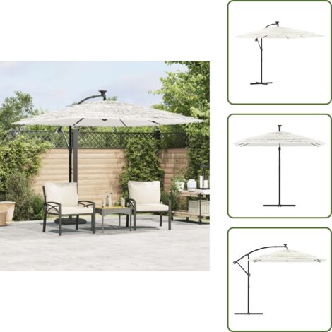 Ombrellone in acciaio - vidaXL Ombrellone Giardino con Palo in Acciaio Bianco 269x269x235 cm - Ombrellone con manovella