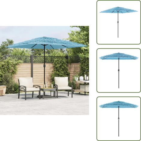 Ombrellone in acciaio - vidaXL Ombrellone Giardino con Palo in Acciaio Blu 248x248x248 cm - Ombrellone in poliestere