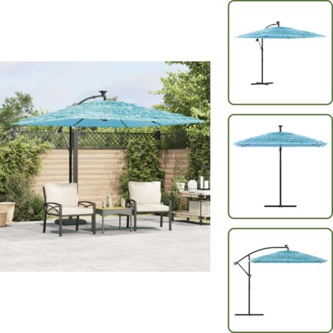 Ombrellone in acciaio - vidaXL Ombrellone Giardino con Palo in Acciaio Blu 269x269x235 cm - Ombrellone in poliestere