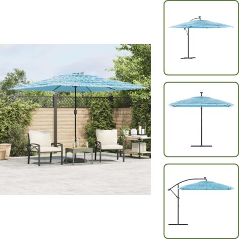 Ombrellone in acciaio - vidaXL Ombrellone Giardino con Palo in Acciaio Blu 290x290x238 cm - Ombrellone con manovella
