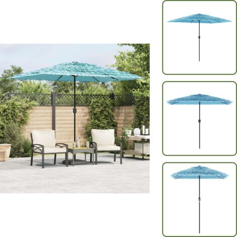 Ombrellone in acciaio - vidaXL Ombrellone Giardino con Palo in Acciaio Blu 300x200x250 cm - Ombrellone in poliestere