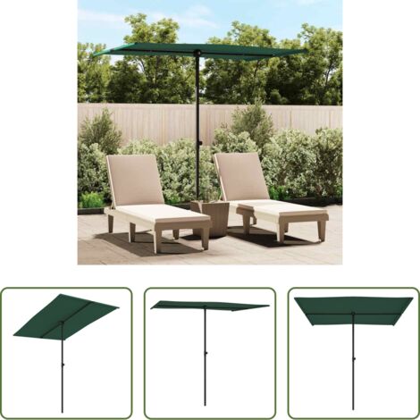 Ombrellone in alluminio -  Ombrellone da Giardino con Palo in Alluminio 2x1,5 m Verde