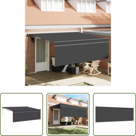 Ombrellone in alluminio -  Tenda Retrattile Antracite 400 × 300 cm Poliestere e Alluminio