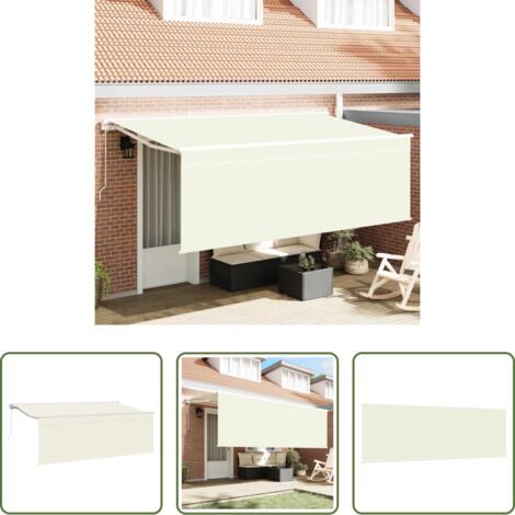 Ombrellone in alluminio -  Tenda Retrattile Crema 400 x 200 cm Poliestere e Alluminio