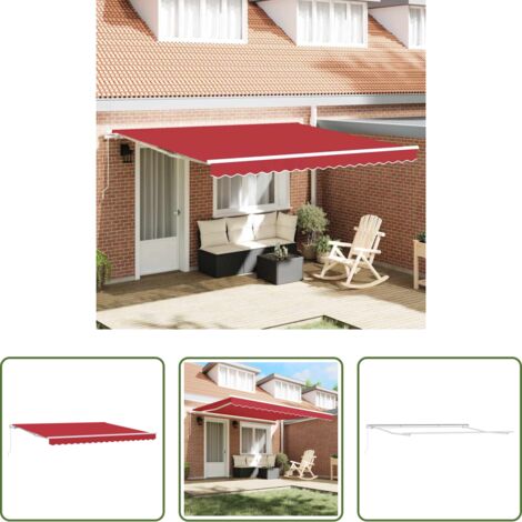 Ombrellone in alluminio -  Tenda Retrattile Rosso 400 × 300 cm Poliestere e Alluminio