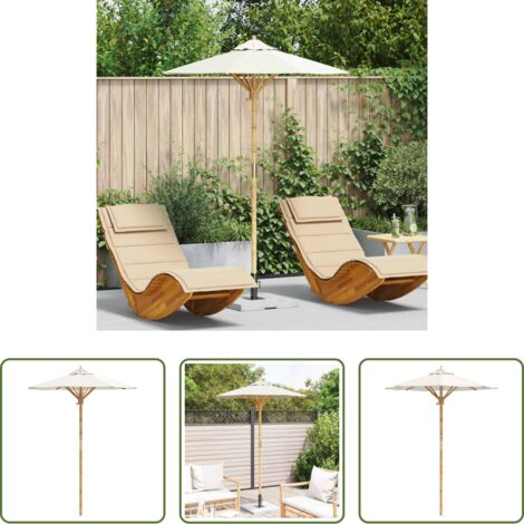 Ombrellone in bambù - Ombrello da giardino Bianco Crema Ø 270 x 260 cm Bambù