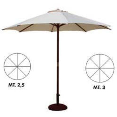 Ombrellone In Legno "Gold"  - ø cm.250 palo ø mm.48 a 8 stecche color naturale