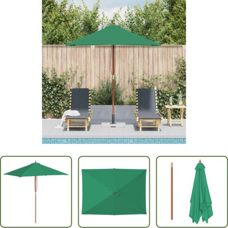 Ombrellone in legno -  Ombrellone da Esterni con Palo in Legno 150x200 cm Verde