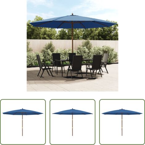 Ombrellone in legno -  Ombrellone da Giardino con Palo in Legno Azzurro 400x273 cm