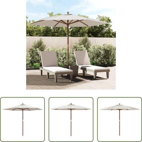 Ombrellone in legno -  Ombrellone da Giardino con Palo in Legno Sabbia 299x240 cm