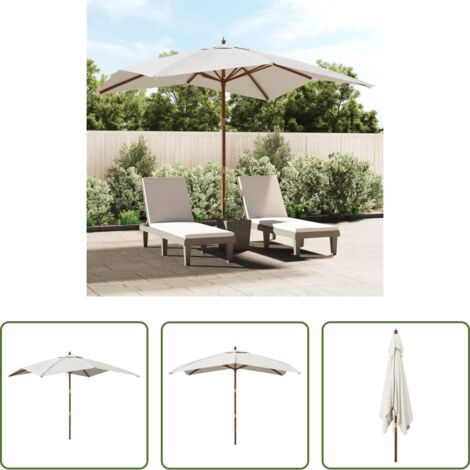Ombrellone in legno -  Ombrellone da Giardino con Palo in Legno Sabbia 300x300x273 cm