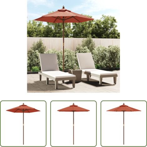 Ombrellone in legno -  Ombrellone da Giardino con Palo in Legno Terracotta 196x231 cm