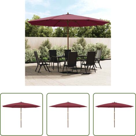 Ombrellone in legno -  Ombrellone da Giardino con Palo Legno Rosso Bordeaux 400x273 cm