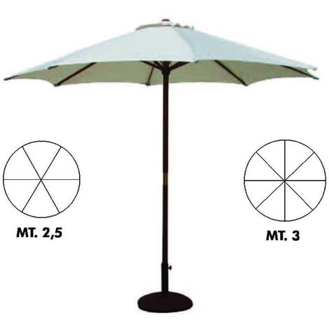 Ombrellone In Legno Tondo - ø cm.300 palo ø mm.48 a 8 stecche