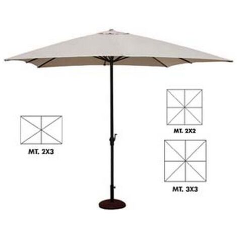 Ombrellone In Metallo Con Manovella - cm.200x300 palo ø mm.38 a 6 stecche col. beige