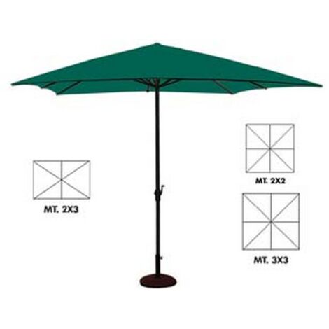 Ombrellone In Metallo Con Manovella - cm.200x300 palo ø mm.38 a 6 stecche col. verde