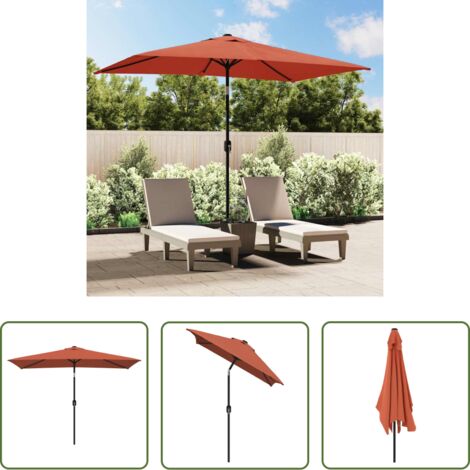 Ombrellone in metallo -  Ombrellone con Palo in Metallo 300x200 cm Terracotta