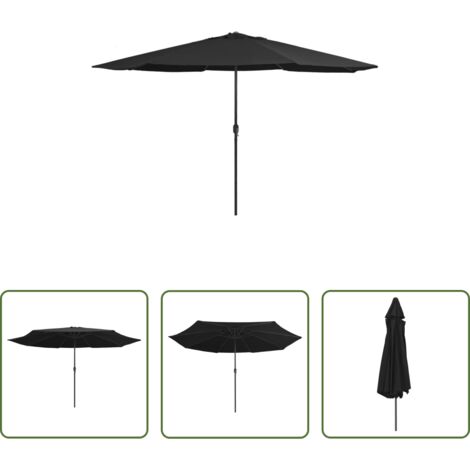 Ombrellone in metallo -  Ombrellone da Giardino con Palo in Metallo 390 cm Nero