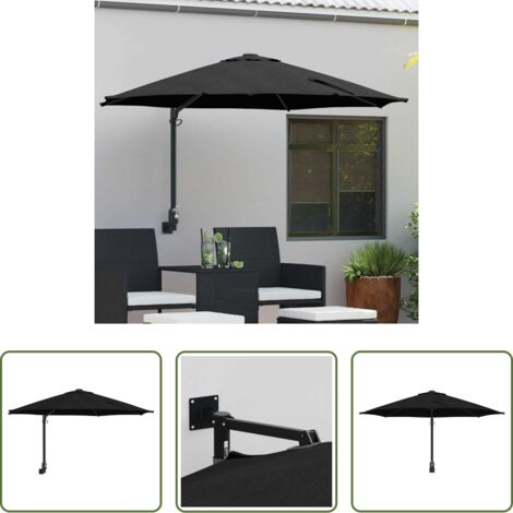 Ombrellone in poliestere -  Ombrello da giardino Nero 248 x 248 x 148 cm