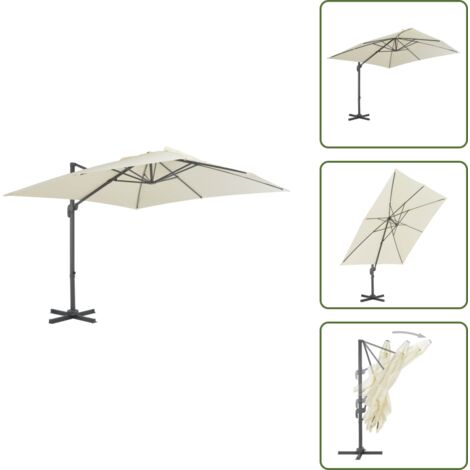 Ombrellone in poliestere - vidaXL Ombrellone da giardino a sbalzo con palo in alluminio 300x300 cm Sabbia - Ombrellone con palo in alluminio