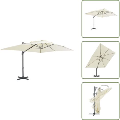Ombrellone in poliestere - vidaXL Ombrellone da giardino a sbalzo con palo in alluminio 400x300 cm Sabbia - Ombrellone con palo in alluminio