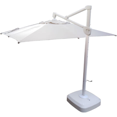 OMBRELLONE JESOLO A BRACCIO LATERALE GIREVOLE 360 GRADI MT.3.5X3 STRUTTURA IN ALLUMINIO BIANCO CON COPERTURA IN POLIESTERE GR.250MQ  BEIGE