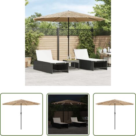 Ombrellone LED -  Ombrellone Giardino LED e Palo in Acciaio Marrone 324x324x247cm
