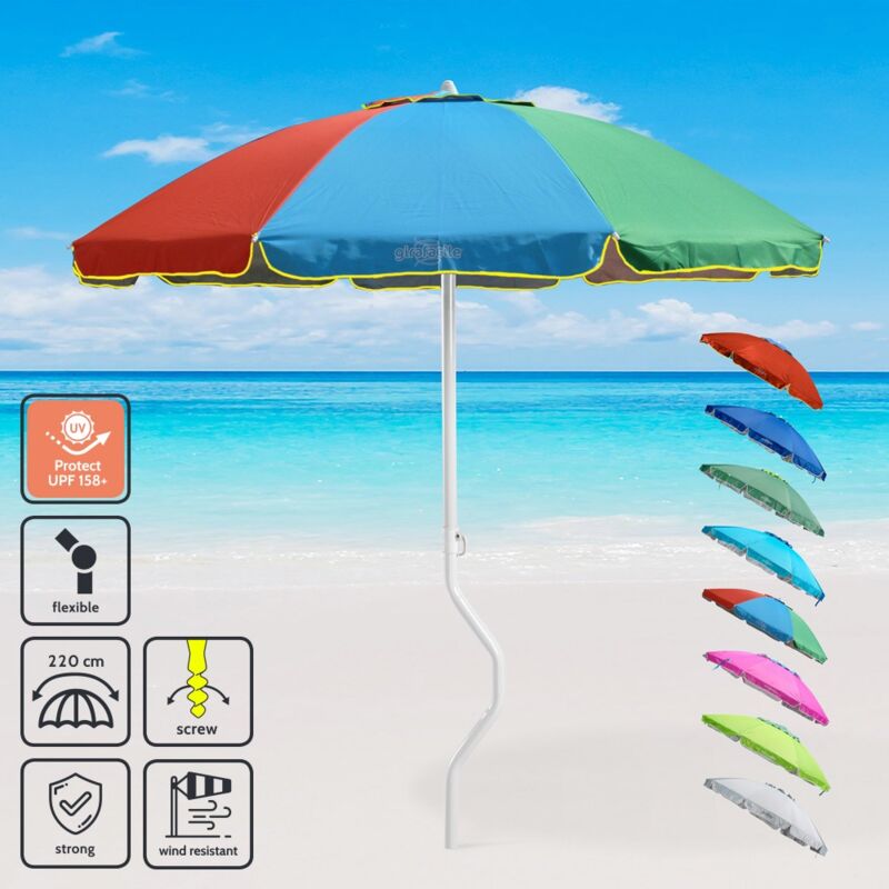 Ombrellone mare Girafacile 220 Cm Protezione uv spiaggia pesca Apollo Colore: Multicolore 1