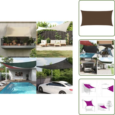 Ombrellone marrone - vidaXL Vela Parasole 160 g/m² Marrone 3x6 m in HDPE - Ombrellone 3x6 m