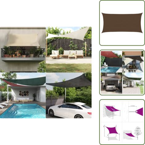 Ombrellone marrone - vidaXL Vela Parasole 160 g/m² Marrone 4x7 m in HDPE - Ombrellone 4x7 m