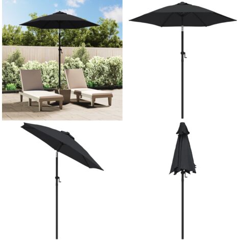 Ombrellone Nero 200x224 cm in Alluminio - Ombrellone pieghevole - Protezione UV