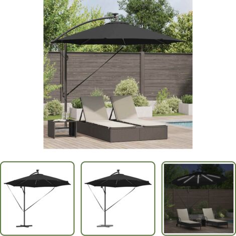 Ombrellone nero -  Ombrellone Nero 294 x 294 x 248 cm Poliestere e Alluminio