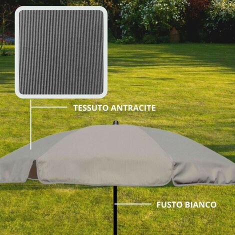 Ombrellone Olefin colore antracite - fusto bianco