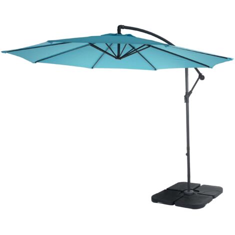 Ombrellone parasole giardino spiaggia moderno Acerra 3 m con base azzurro
