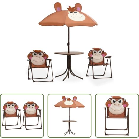 Ombrellone per bambini -  Set da Bistrot da Giardino per Bambini con Ombrellone Marrone