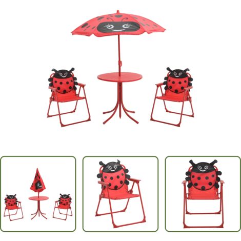 Ombrellone per bambini -  Set da Bistrot da Giardino per Bambini con Ombrellone Rosso