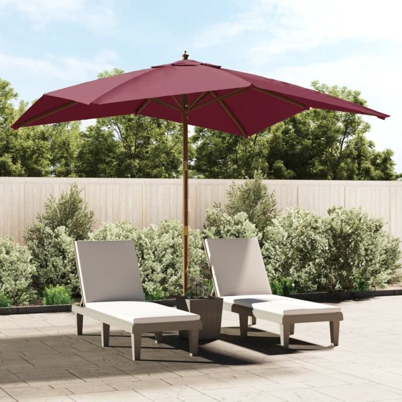 Ombrellone da Giardino Palo Legno Rosso Bordeaux 300x300x273 cm vidaXL 9114