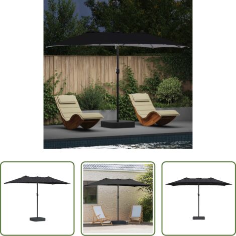 Ombrellone pieghevole -  Ombrello da giardino Nero 385 x 209 x 244 cm Poliestere