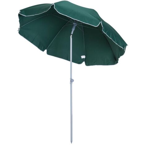 OMBRELLONE PORTATILE 220 CM CON TETTUCCIO INCLINABILE IN POLIESTERE VERDE SCURO