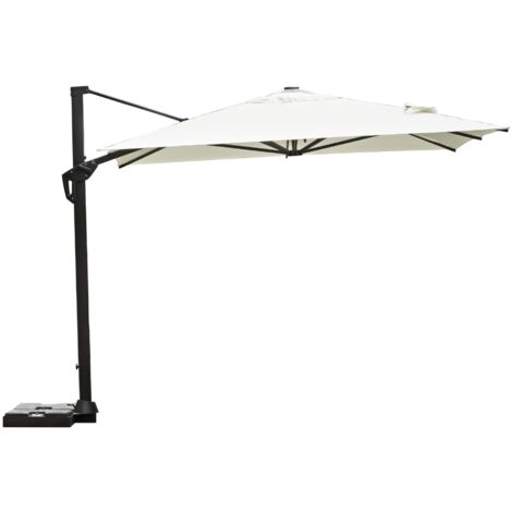 Ombrellone Quadrato 3x3 Metri Professionale Palo Laterale Antracite Tetto Ecrù per Giardino, Bar, Ristoranti