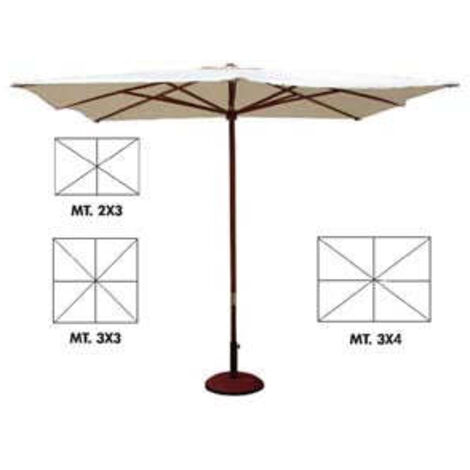 Ombrellone quadro e rettangolare in legno - Gold - Specifiche: cm 200x300 palo Ø mm 48 6 stecche