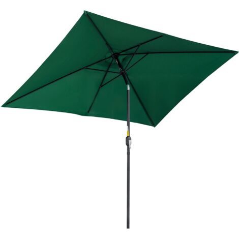 Ombrellone Rettangolare 2x3 m Pieghevole e Regolabile in Alluminio e Poliestere Verde e Nero