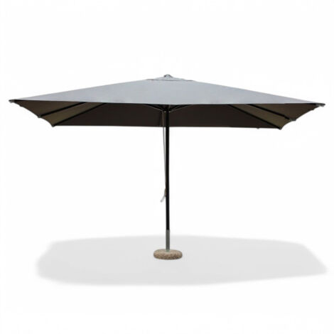 Ombrellone rettangolare in alluminio nero 3x4 m con telo in poliestere grigio e carrucola
