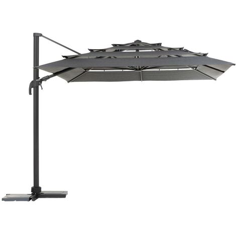 Ombrellone rettangolare multi-foglio melhia antracite 4x3m - Hespéride